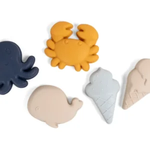 Silicone sand toys 5 pieces  - cold colors